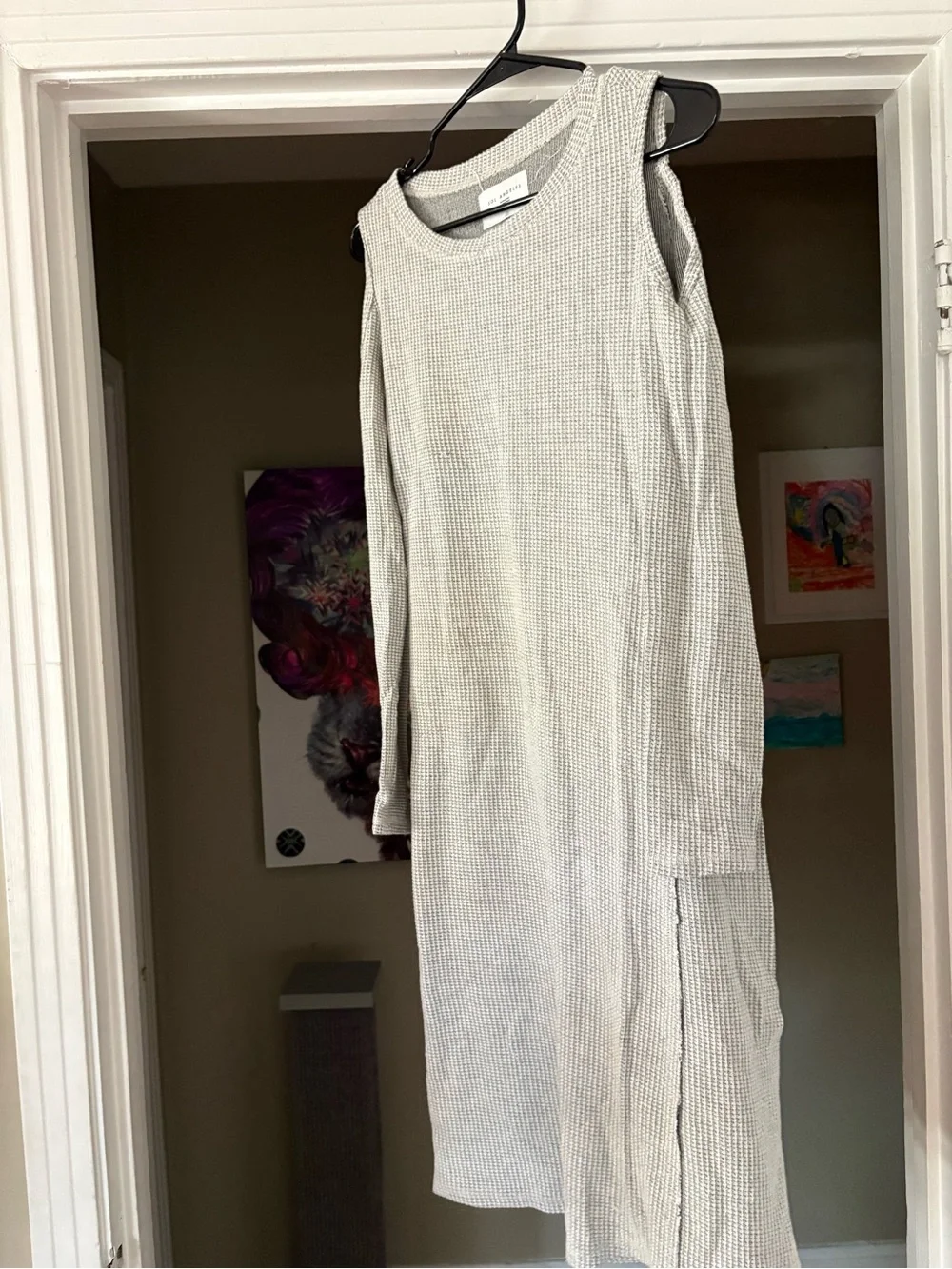 Sleeveless Waffle Knit Maxi Dress in Light Gray